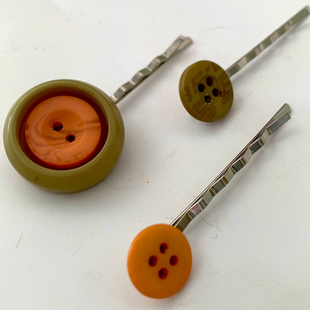 Peach and Green Bobby Pin Set #1
